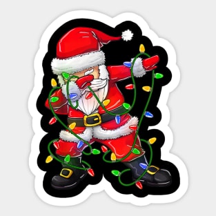 Dabbing Santa Christmas Tree Lights Sticker